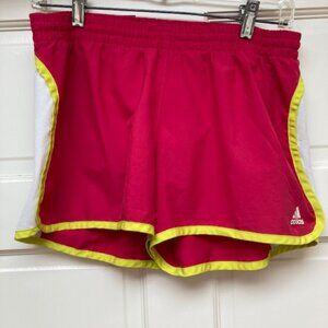 Adidas Pink, white and neon yellow running shorts Size S